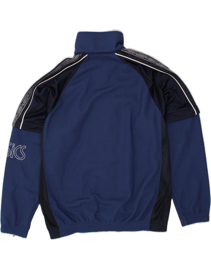 ASICS Mens Graphic Tracksuit Top Jacket Medium Navy Blue Colourblock