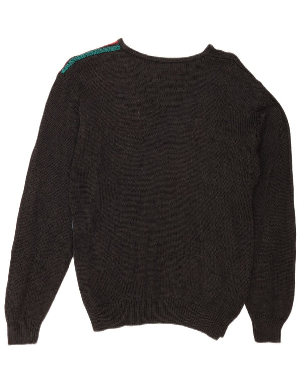 Malina Wong Womens Crew Neck Jumper Sweater EU 38 Medium Black Retro