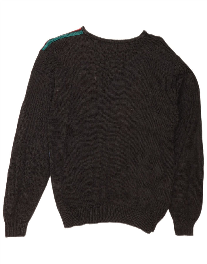 Malina Wong Womens Crew Neck Jumper Sweater EU 38 Medium Black Retro