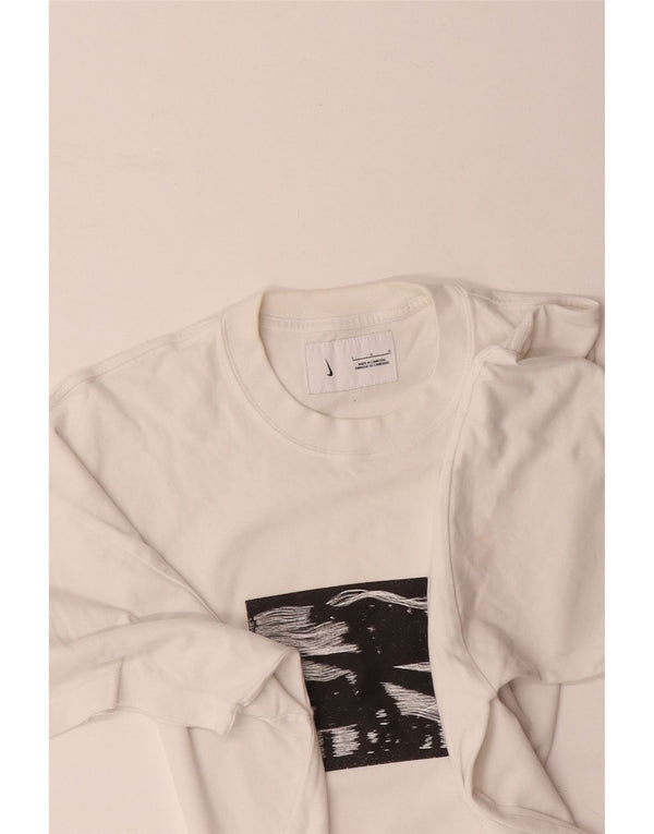 NIKE Mens Graphic T-Shirt Top Large White Cotton