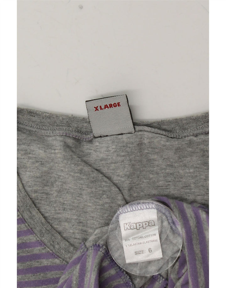 KAPPA Mens T-Shirt Top XL Purple Pinstripe Cotton
