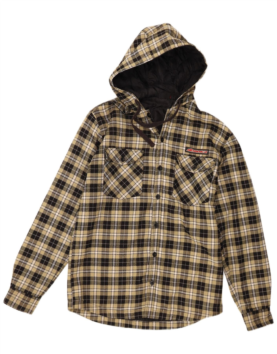 Nordica Mens Hooded Lumberjack Flannel Shirt Medium Yellow Check Polyester