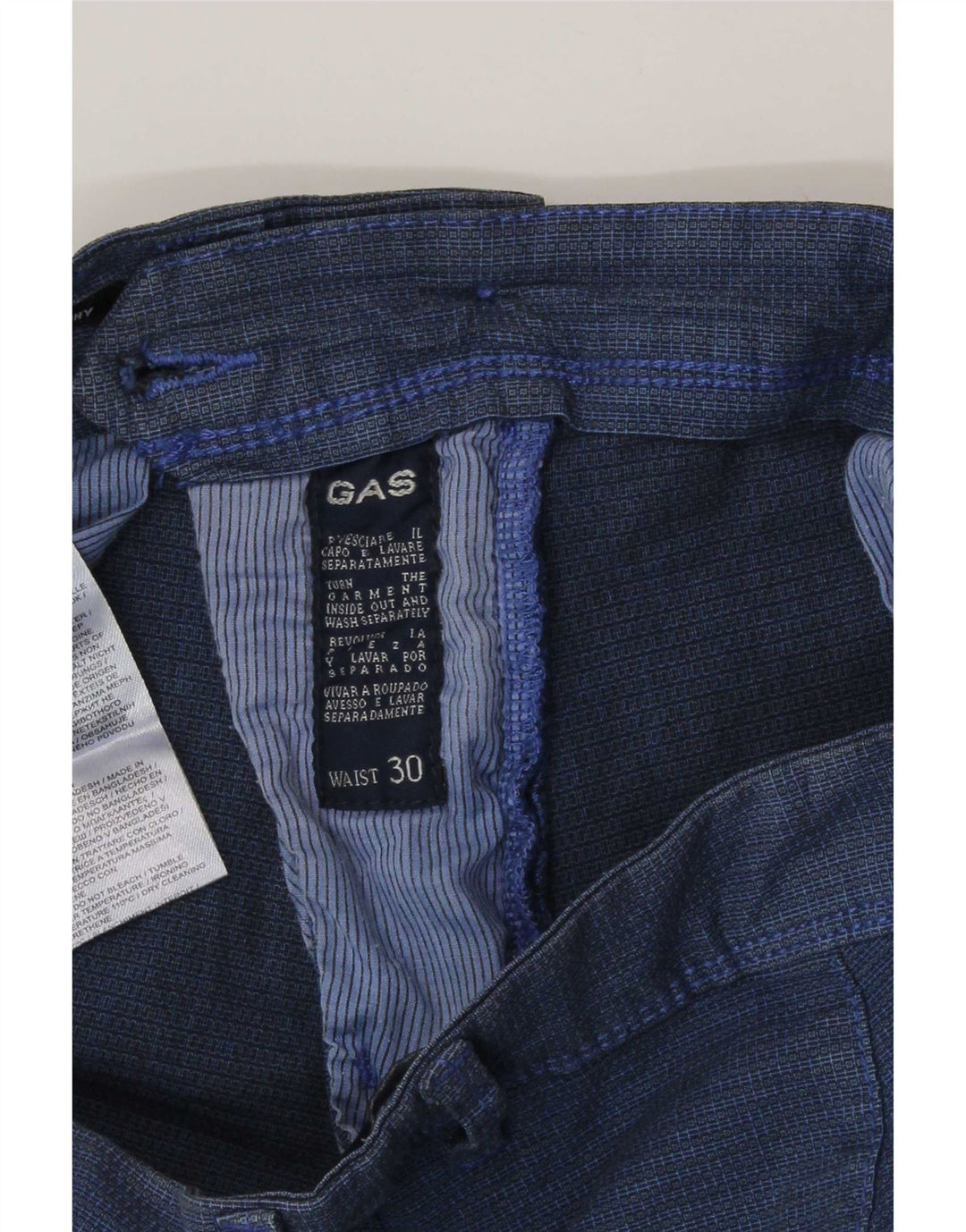 Gas Mens Chino Shorts W30 Medium Navy Blue Cotton