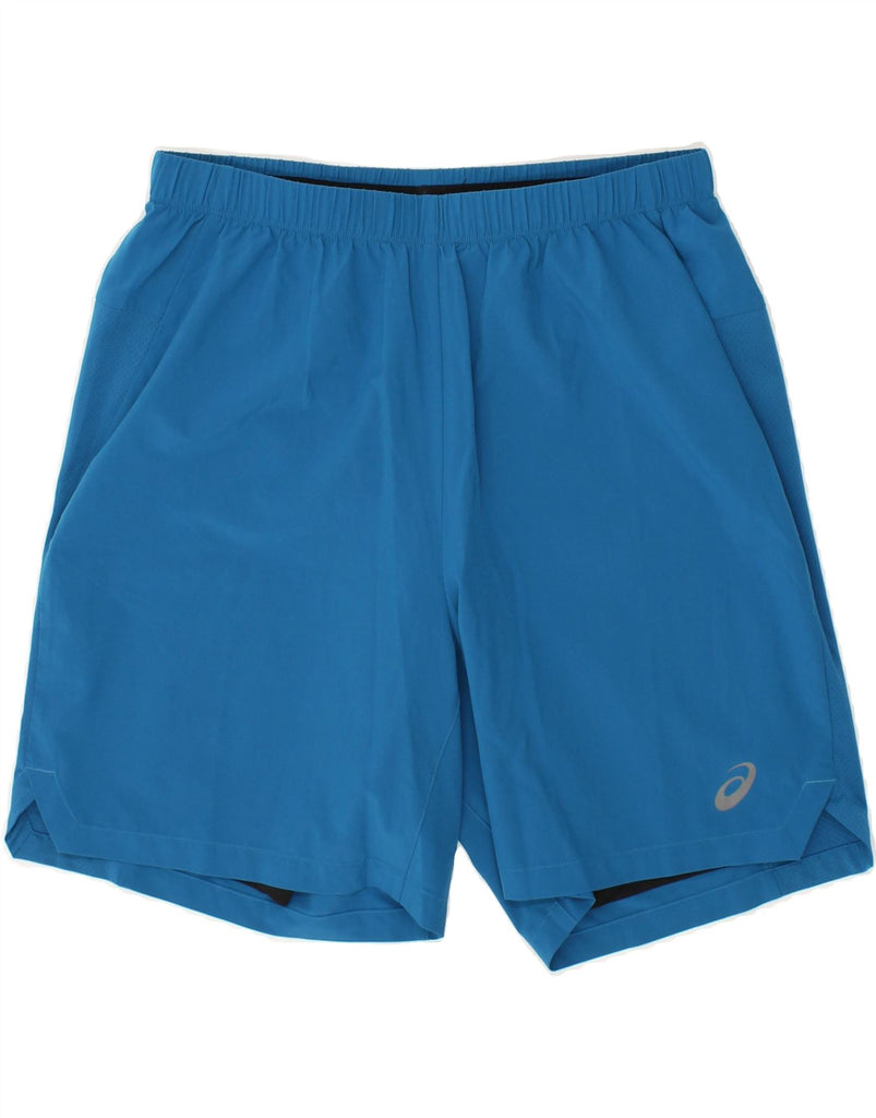 ASICS Mens Graphic Sport Shorts Medium Blue | Vintage Asics | Thrift | Second-Hand Asics | Used Clothing | Messina Hembry 