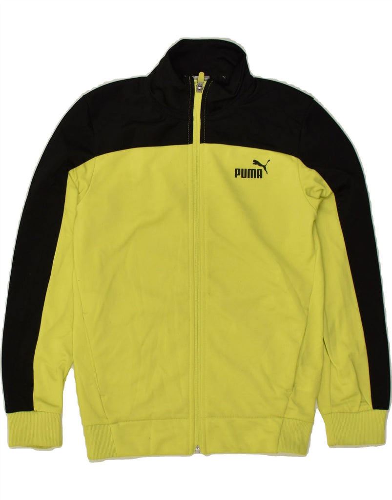 PUMA Boys Tracksuit Top Jacket 9-10 Years Medium  Green Colourblock | Vintage Puma | Thrift | Second-Hand Puma | Used Clothing | Messina Hembry 