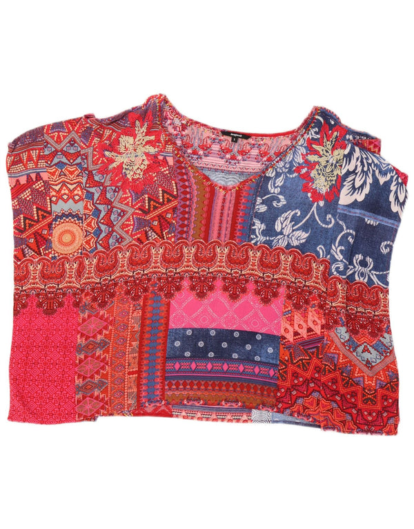 Desigual Womens Poncho Blouse Top UK 10 Small Multicoloured Patchwork