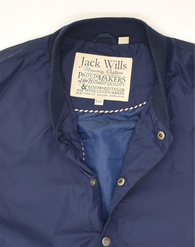 JACK WILLS Mens Bomber Jacket UK 44 2XL Navy Blue Nylon | Vintage Jack Wills | Thrift | Second-Hand Jack Wills | Used Clothing | Messina Hembry 