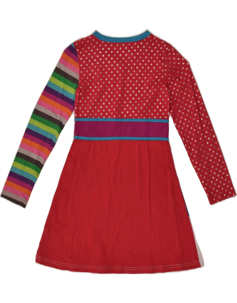 DESIGUAL Girls Long Sleeve A-Line Dress 9-10 Years Red Patchwork Cotton | Vintage Desigual | Thrift | Second-Hand Desigual | Used Clothing | Messina Hembry 