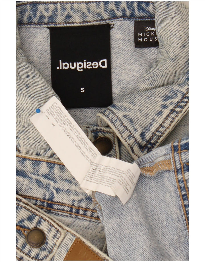Desigual Womens Mickey Mouse Graphic Denim Jacket UK 10 Small Blue Cotton