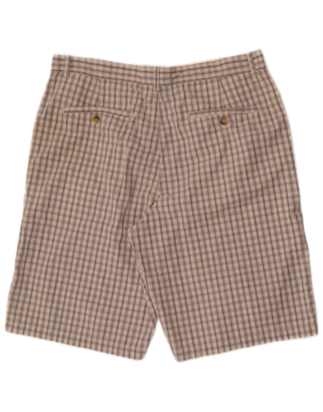 Marks & Spencer Mens Chino Shorts W34 Large Beige Check Cotton