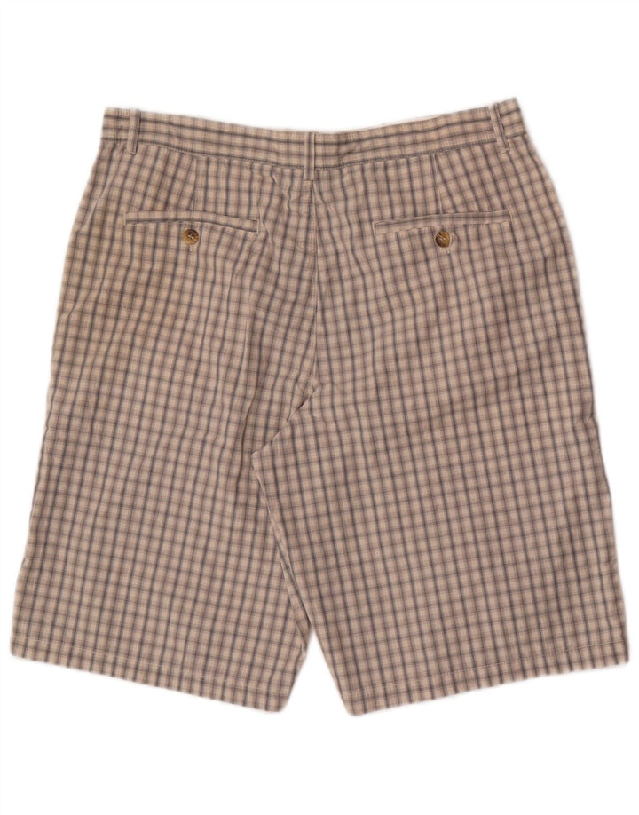 Marks & Spencer Mens Chino Shorts W34 Large Beige Check Cotton