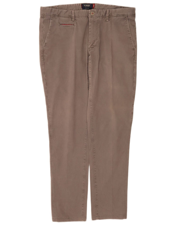 Jaggy Mens Slim Fit Chino Trousers W36 L31 Brown Cotton