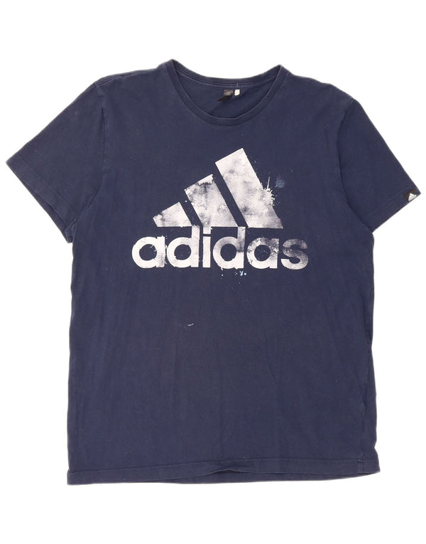 Adidas Mens Graphic T-Shirt Top Large Navy Blue Cotton