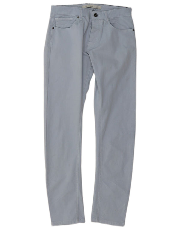 Zara Mens Slim Casual Trousers EU 38 Small W30 L29 Blue Cotton