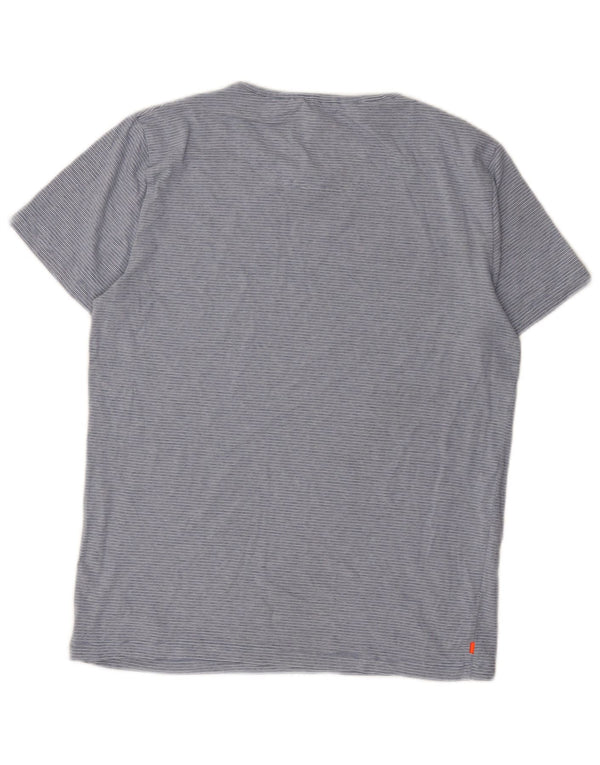 Superdry Mens Slim Fit T-Shirt Top Medium Blue Pinstripe Cotton