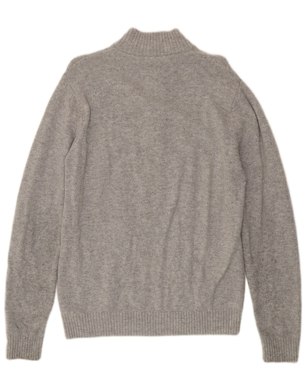 Crew Clothing Mens Zip Neck Jumper Sweater Large Grey Lambswool