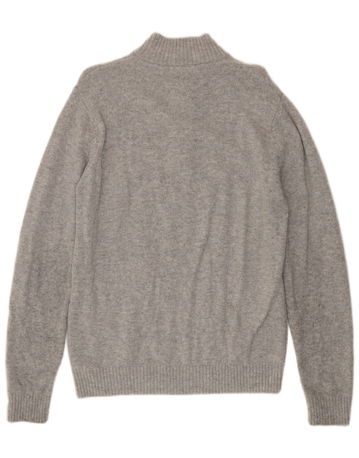 Crew Clothing Mens Zip Neck Jumper Sweater Large Grey Lambswool