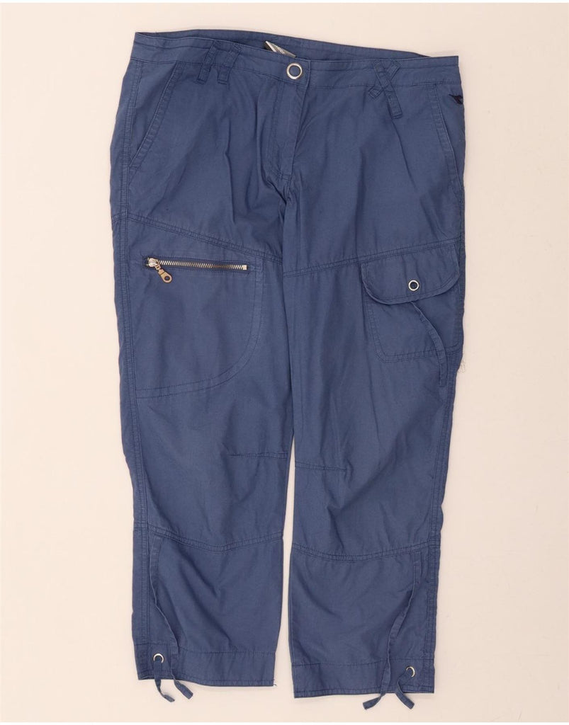 DIADORA Womens Cargo Cropped Trousers UK 14 Large W33 L24 Blue Cotton Vintage Diadora and Second-Hand Diadora from Messina Hembry 