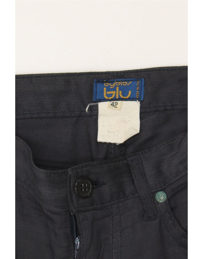 BYBLOS Womens Crop Casual Trousers IT 42 Medium W28 L26 Black Cotton Vintage Byblos and Second-Hand Byblos from Messina Hembry 