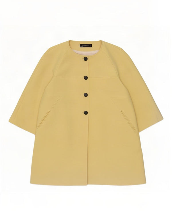 Zara Womens 3/4 Sleeve Overcoat UK 18 XL Yellow Viscose
