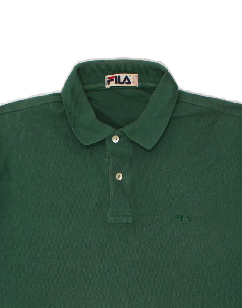 FILA Mens Polo Shirt Medium Green Cotton | Vintage Fila | Thrift | Second-Hand Fila | Used Clothing | Messina Hembry 