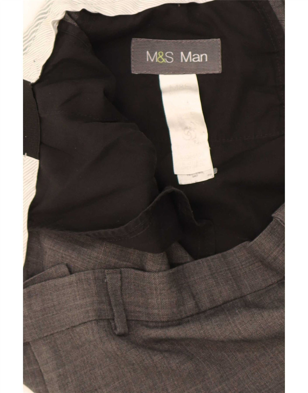 Marks & Spencer Mens Straight Suit Trousers W38 L27 Grey Polyester