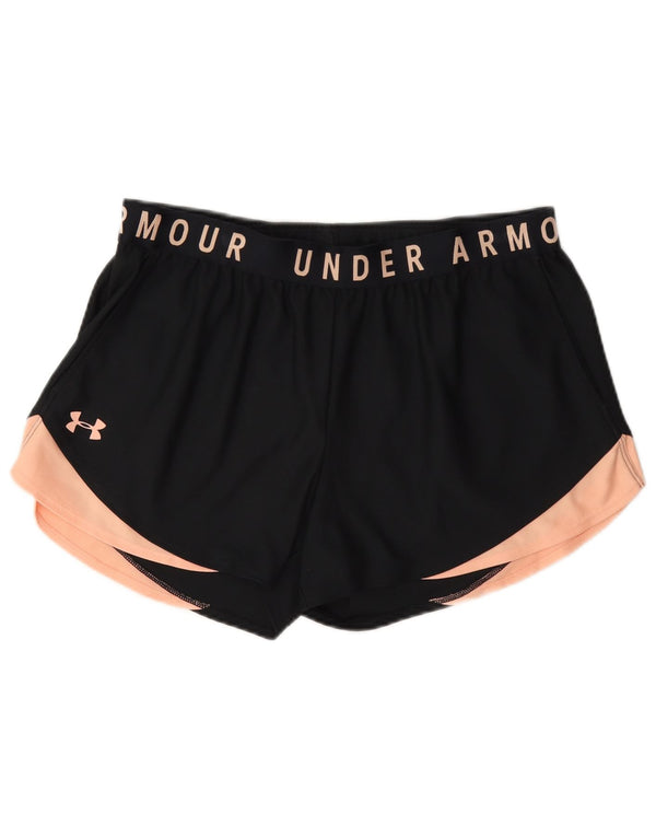 Under Armour Womens Heat Gear Graphic Sport Shorts UK 16 Large Black