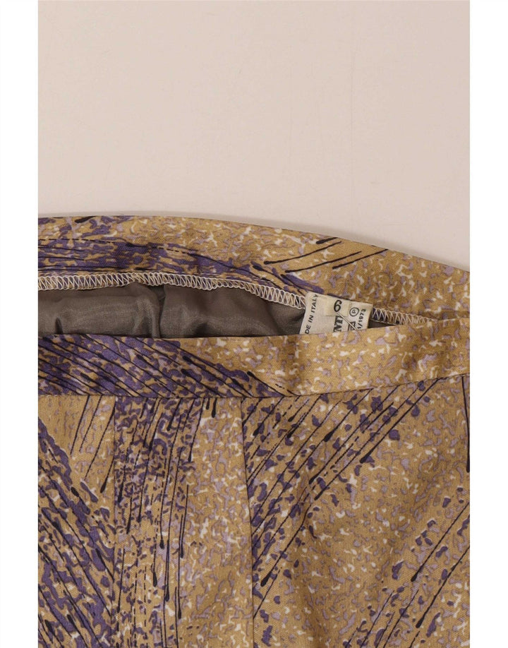 Vintage Womens Abstract Pattern A-Line Skirt W34 Large Beige Polyester