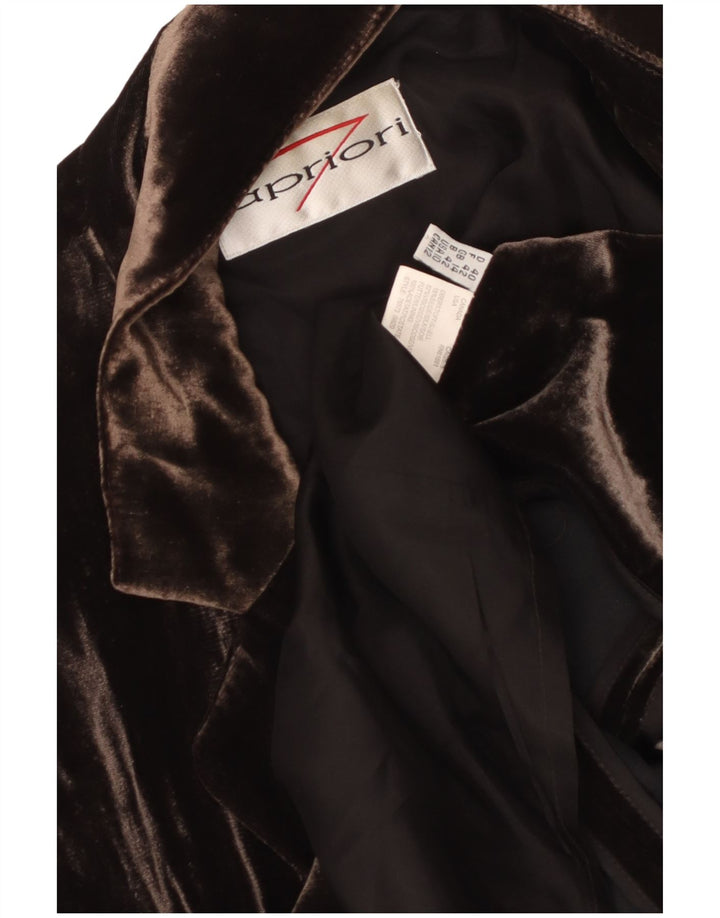 APRIORI Womens 3 Button Blazer Jacket UK 14 Large  Brown Silk