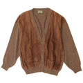 Vintage Mens Suede Cardigan Sweater Large Brown Geometric Wool
