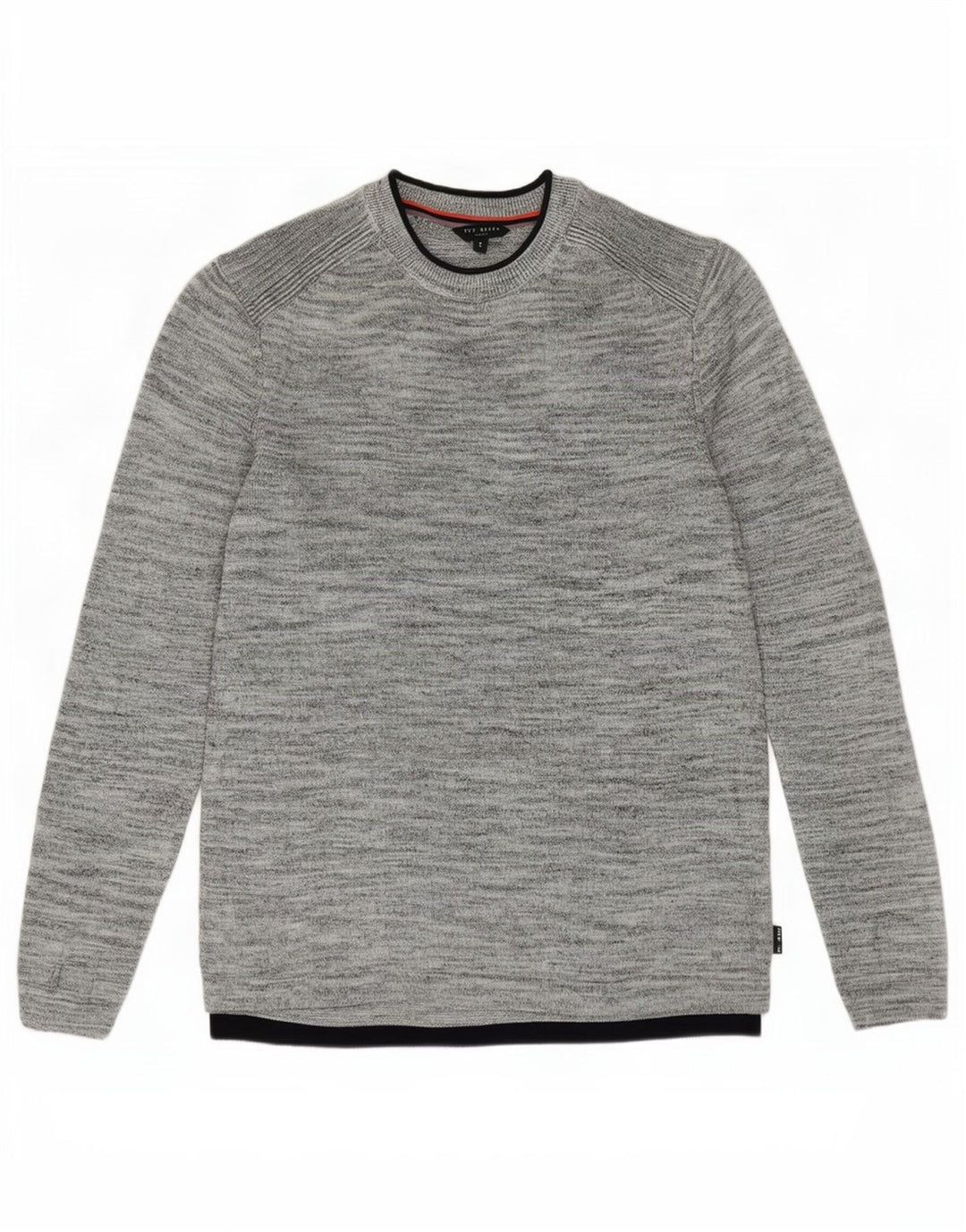 Ted Baker Mens Crew Neck Jumper Sweater Size 3 Medium Grey Flecked Linen