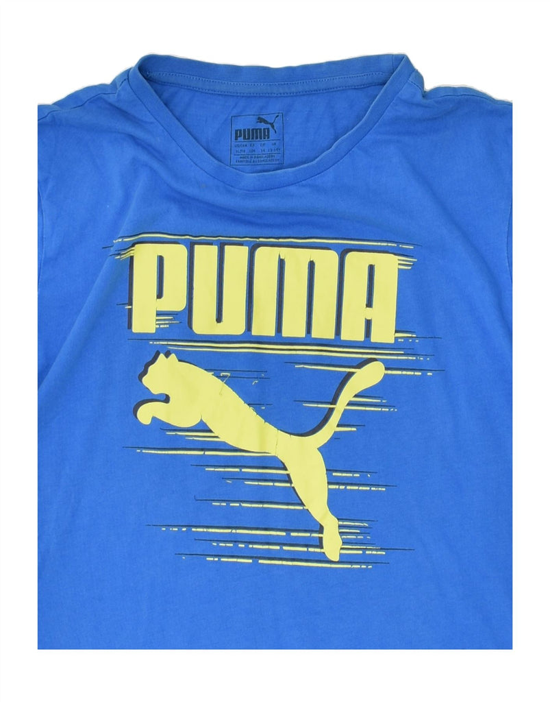 PUMA Boys Graphic T-Shirt Top 13-14 Years Blue Cotton | Vintage Puma | Thrift | Second-Hand Puma | Used Clothing | Messina Hembry 