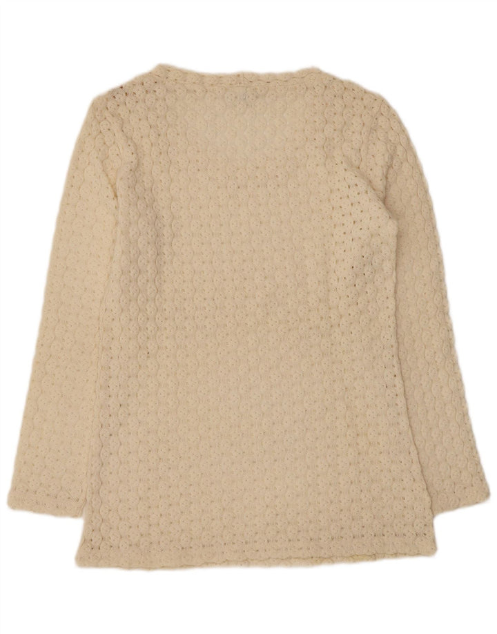 Sisley Womens Relaxed Elegance V-Neck Jumper Sweater UK 12 Medium Off White
