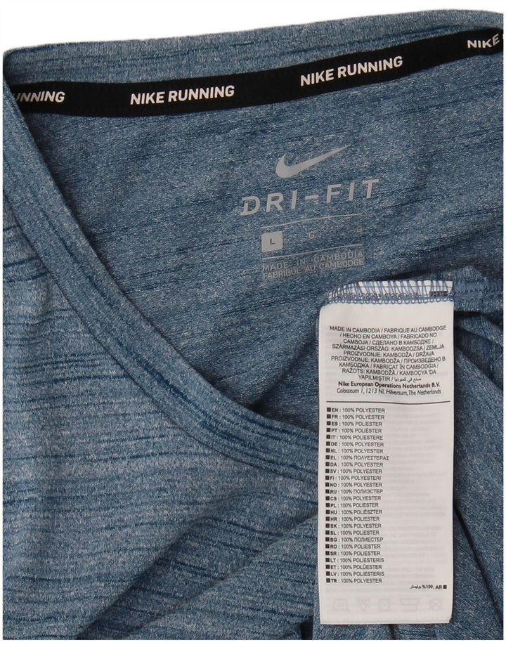 Nike Mens Dri Fit T-Shirt Top Large Blue Flecked Polyester