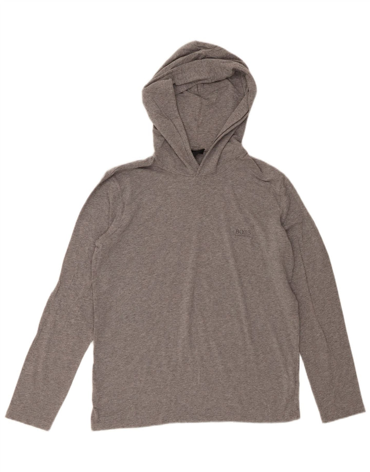 Hugo Boss Mens Hooded Top Long Sleeve Small Grey Flecked Cotton