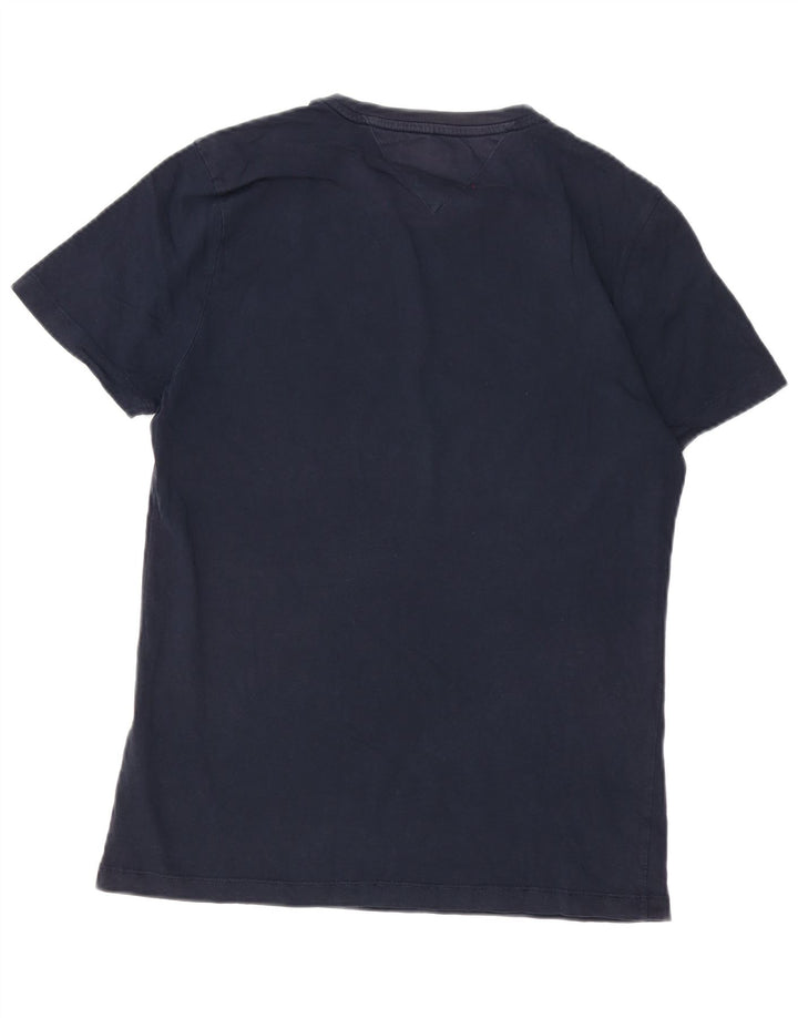 TOMMY HILFIGER Mens T-Shirt Top Medium Navy Blue Colourblock Cotton