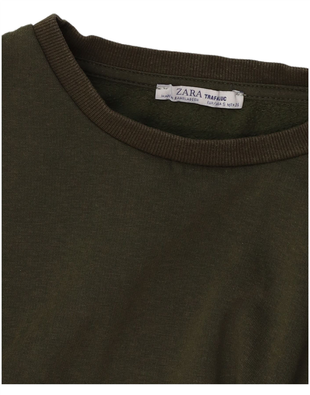 ZARA Womens Sweatshirt Jumper UK 10 Small Khaki Cotton