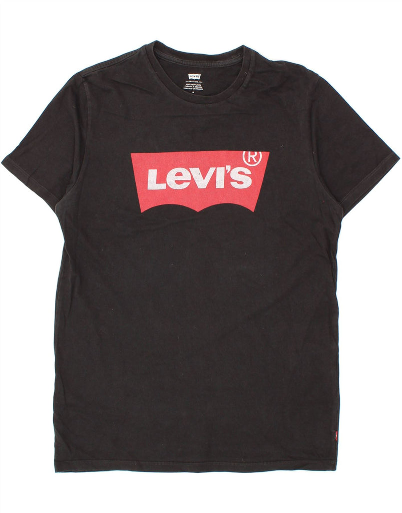 LEVI'S Mens Graphic T-Shirt Top Medium Black Cotton Vintage Levi's and Second-Hand Levi's from Messina Hembry 