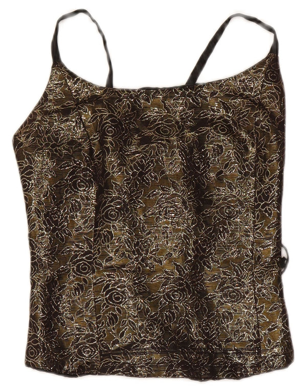 Vintage Womens Crop Corset Top US 2 XS Khaki Floral