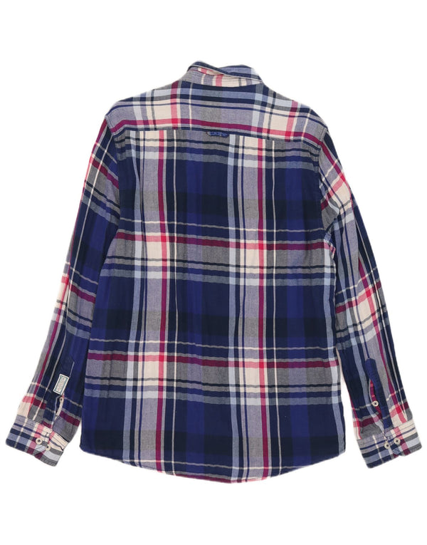 Crew Clothing Mens Tailored Fit Flannel Shirt XL Blue Check Cotton