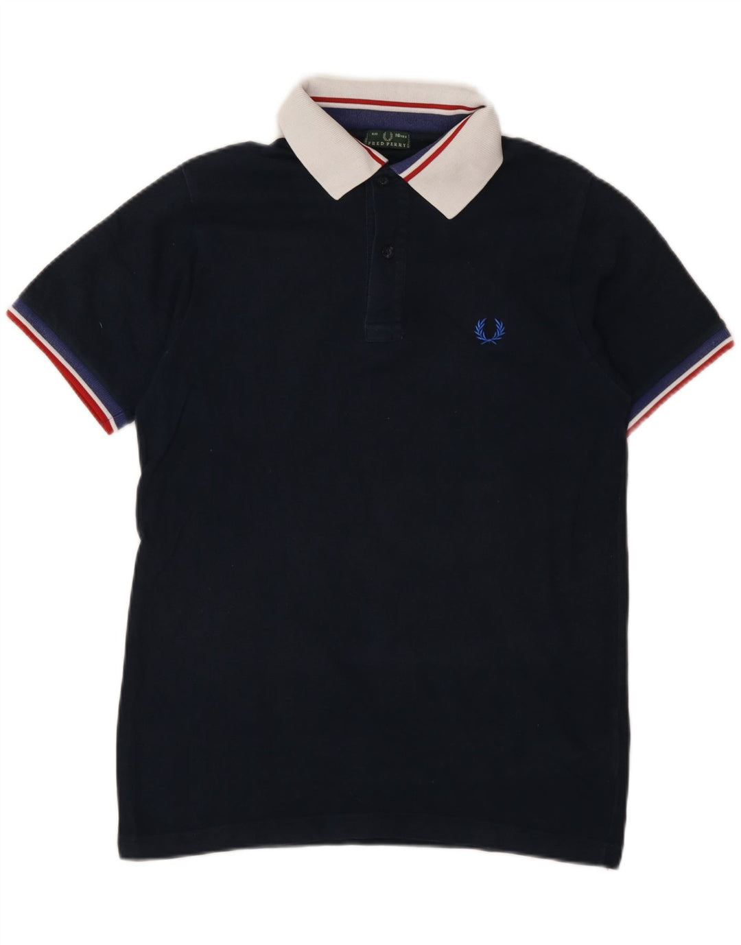 Fred Perry Boys Polo Shirt 15-16 Years Navy Blue Cotton