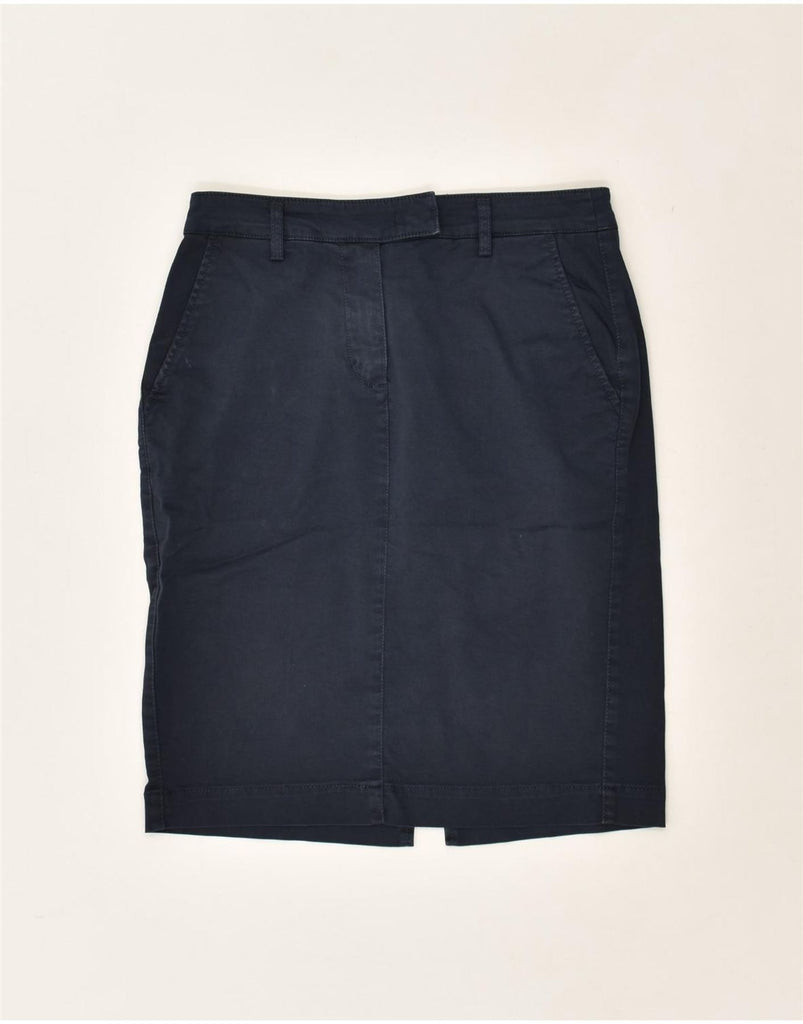 BENETTON Womens Straight Skirt UK 6 XS W25 Navy Blue Cotton | Vintage Benetton | Thrift | Second-Hand Benetton | Used Clothing | Messina Hembry 