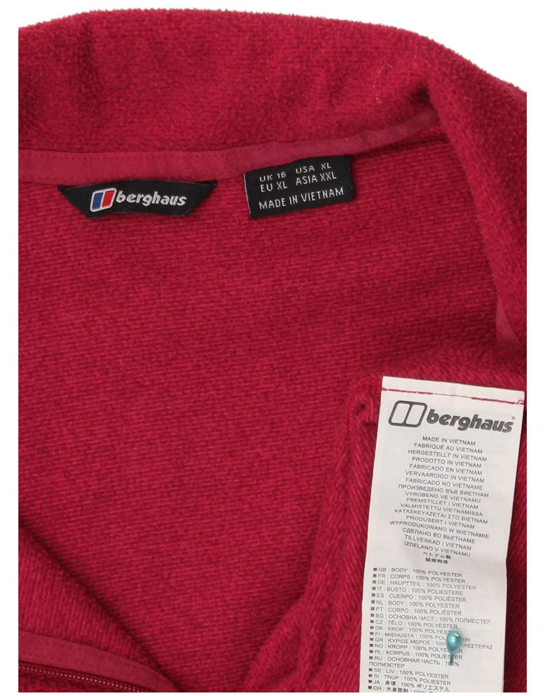 Berghaus Womens Zip Neck Fleece Jumper UK 16 Large Red Polyester