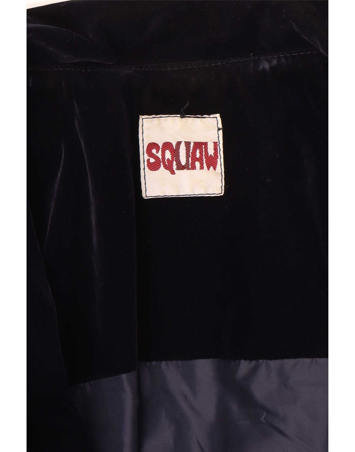 Squaw Womens 5 Button Velvet Blazer Jacket UK 14 Medium Navy Blue