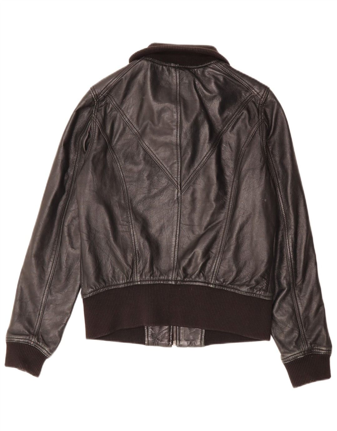 Pull & Bear Womens Leather Jacket UK 14 Large Black Leather