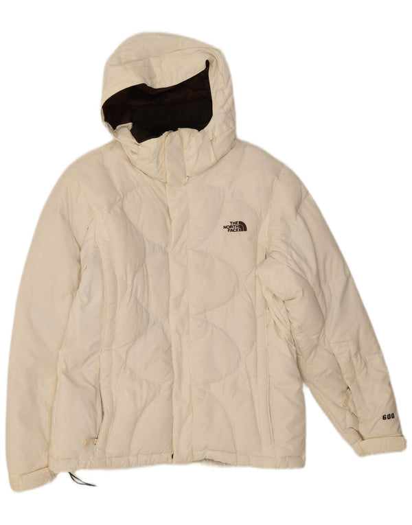 The North Face Womens Hooded Padded Jacket UK 14 Medium White Nylon