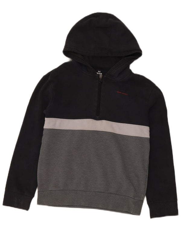 Under Armour Boys Graphic Hoodie Jumper 11-12 Years Large Black Colourblock