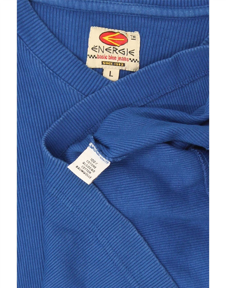 Energie Womens T-Shirt Top Large Blue Cotton