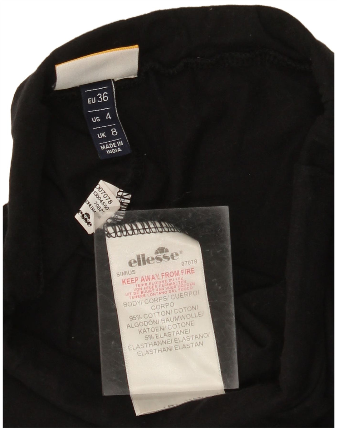 ELLESSE Womens Graphic Leggings UK 8 Smal Black Colourblock Cotton