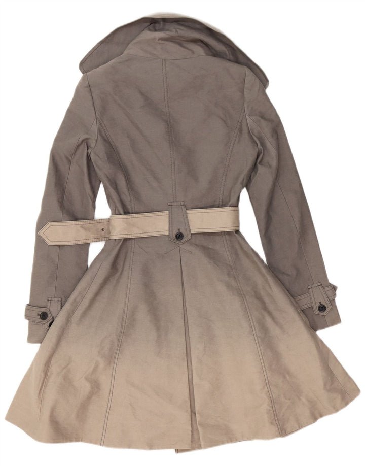 KAREN MILLEN Womens Trench Coat UK 6 XS Grey Cotton